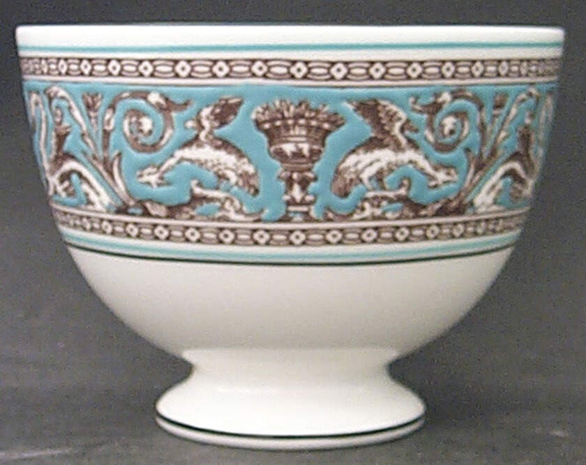 Florentine Turquoise Rim (No Center, White Body) Footed Open Sugar Bowl by Wedgwood-1