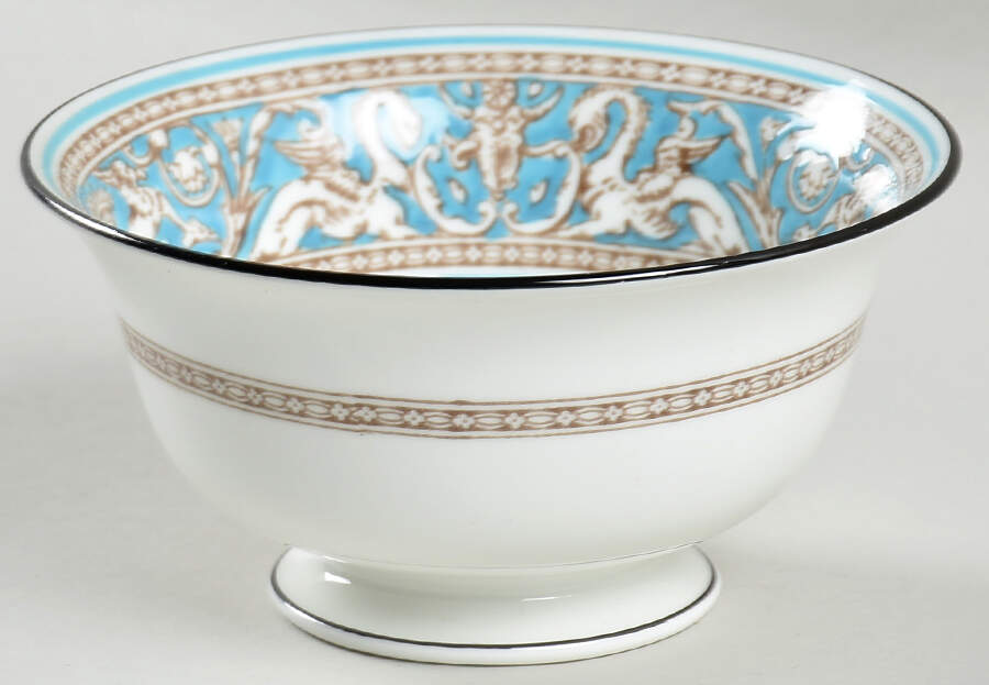 Florentine Turquoise Rim (No Center, White Body) Cranberry Bowl by Wedgwood-1