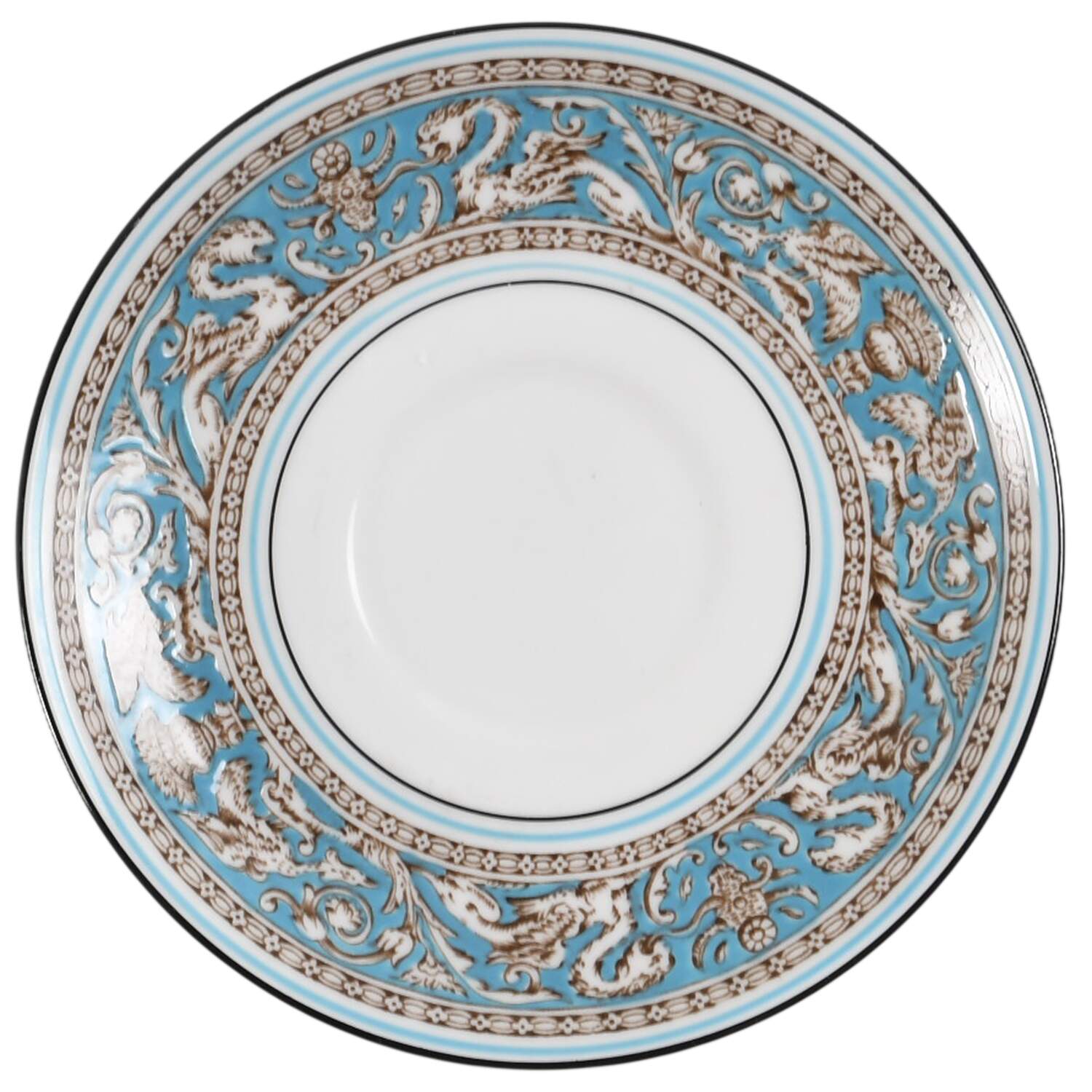 Florentine Turquoise Rim (No Center, White Body) Saucer for Peony Shape Footed Cup by Wedgwood-1