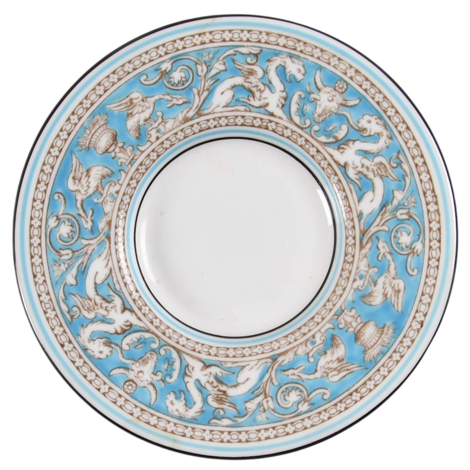 Florentine Turquoise Rim (No Center, White Body) Saucer for Bond Shape Demitasse Cup by Wedgwood-1