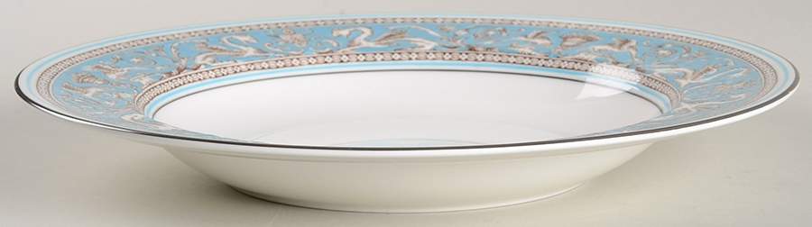 Florentine Turquoise Rim (No Center, White Body) Large Rim Soup Bowl by Wedgwood-1