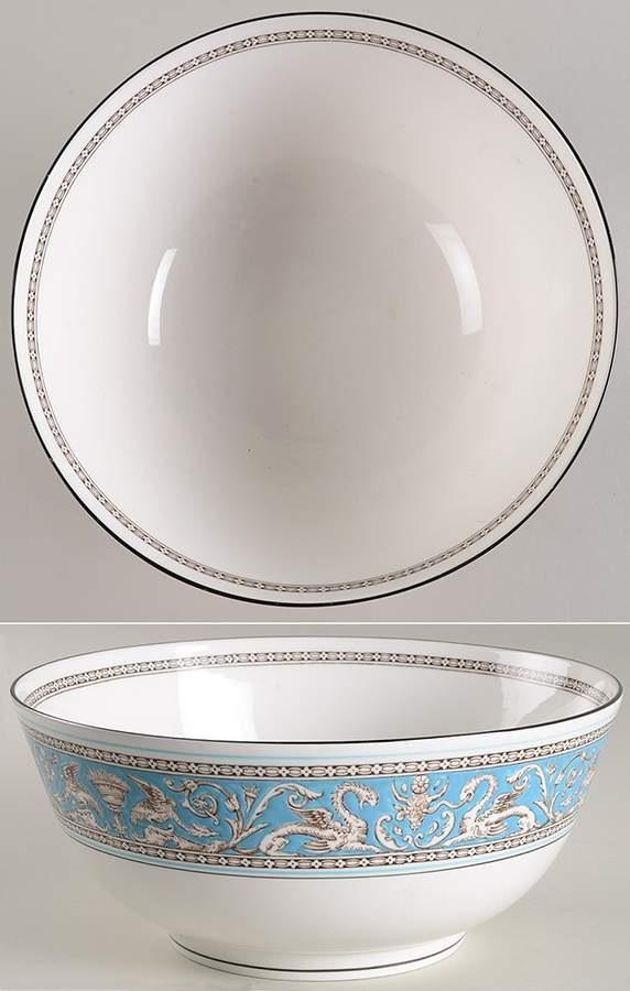Florentine Turquoise Rim (No Center, White Body) 9" Salad Serving Bowl by Wedgwood-1