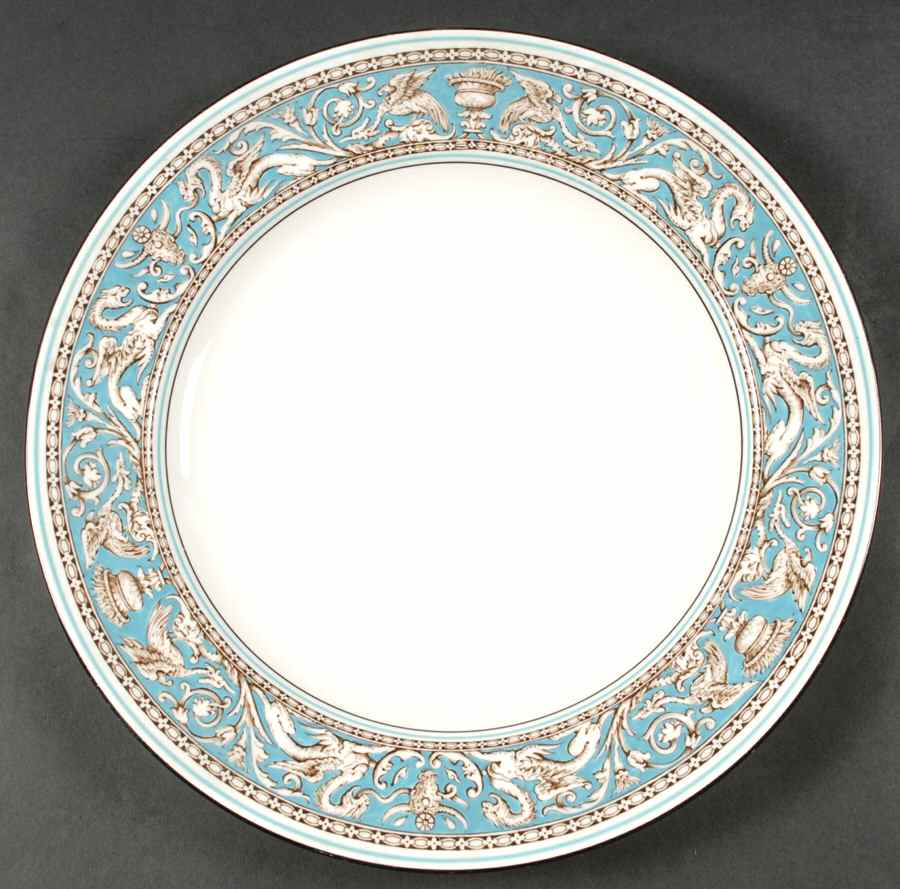 Florentine Turquoise Rim (No Center, White Body) 13" Chop Plate (Round Platter) by Wedgwood-1
