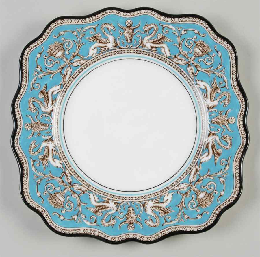 Florentine Turquoise Rim (No Center, White Body) Square Salad Plate by Wedgwood-1