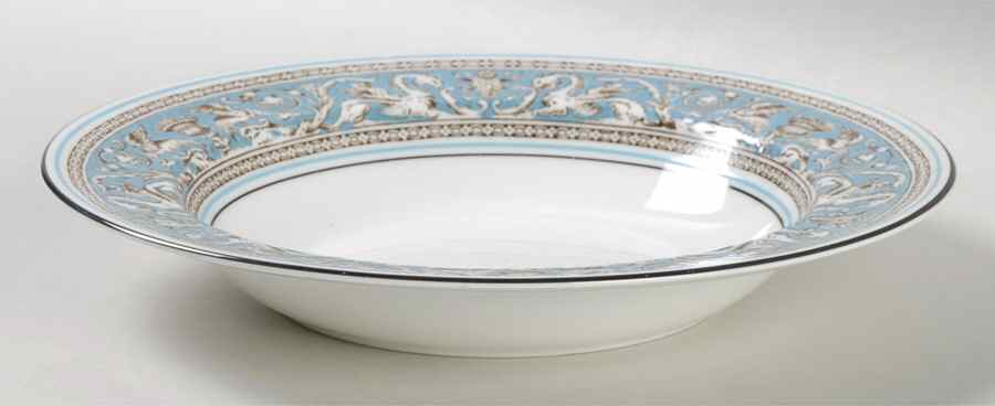 Florentine Turquoise Rim (No Center, White Body) Rim Soup Bowl by Wedgwood-1