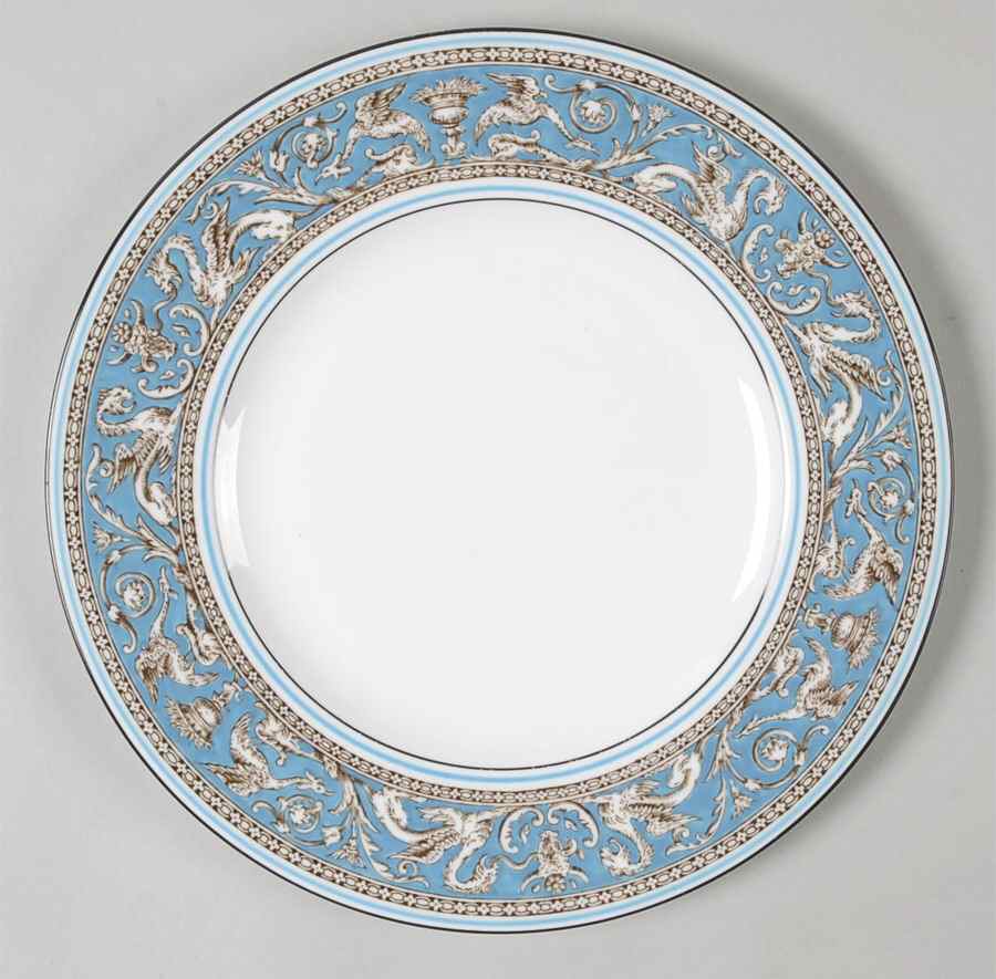 Florentine Turquoise Rim (No Center, White Body) Luncheon Plate by Wedgwood-1