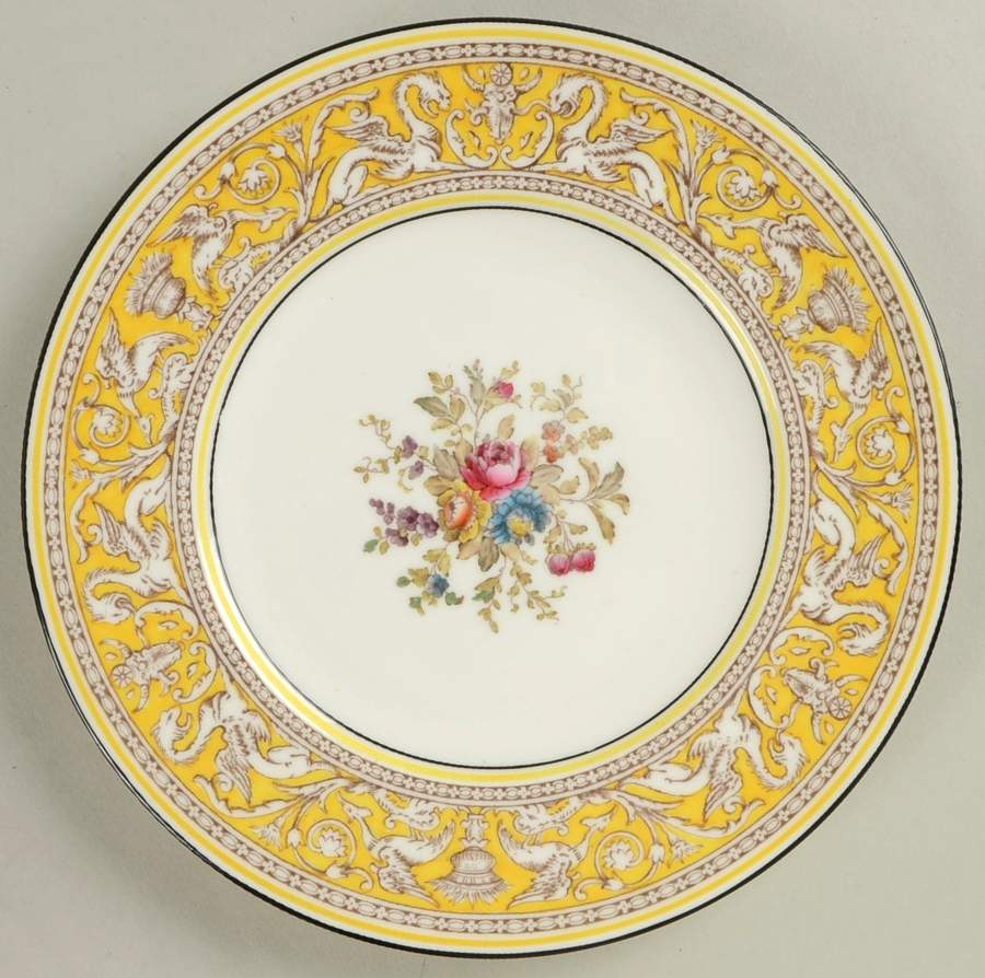 Florentine (Yellow Band, Flower Center) Salad Plate by Wedgwood-1