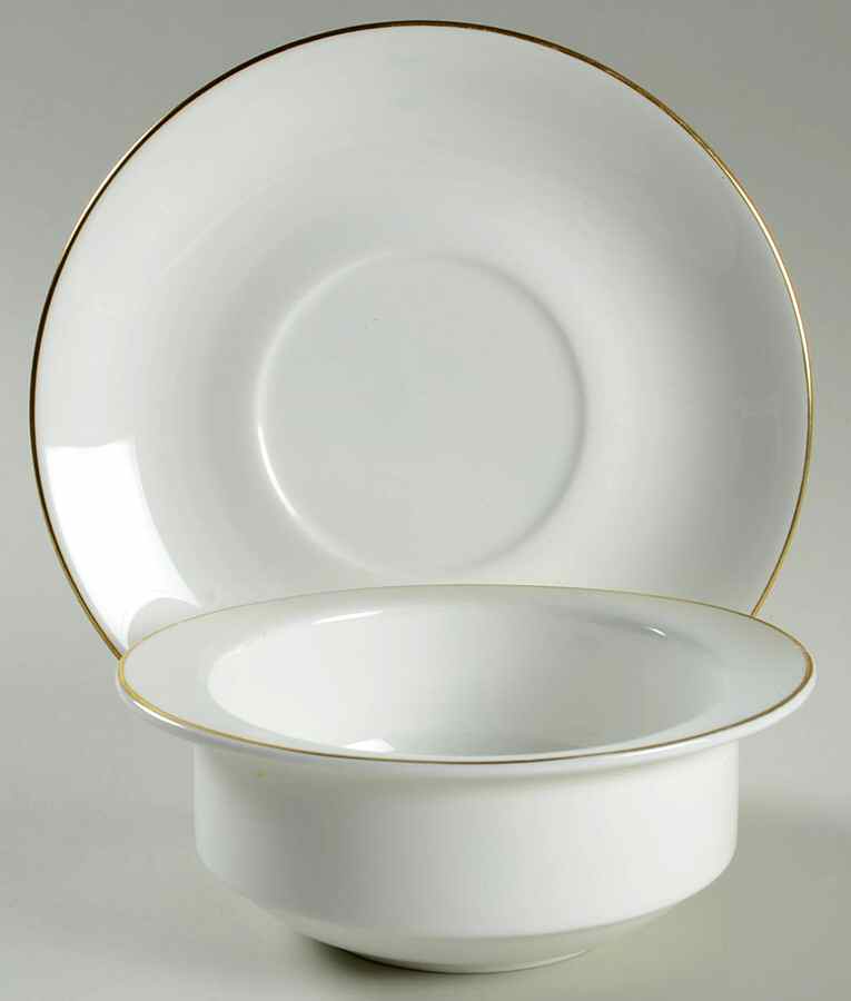 Formal Gold Flat Cream Soup Bowl & Saucer Set by Wedgwood-1
