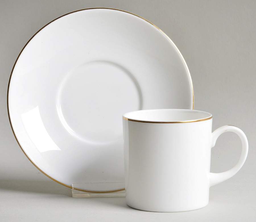 Formal Gold Can Shape Demitasse Cup and Saucer Set by Wedgwood-1