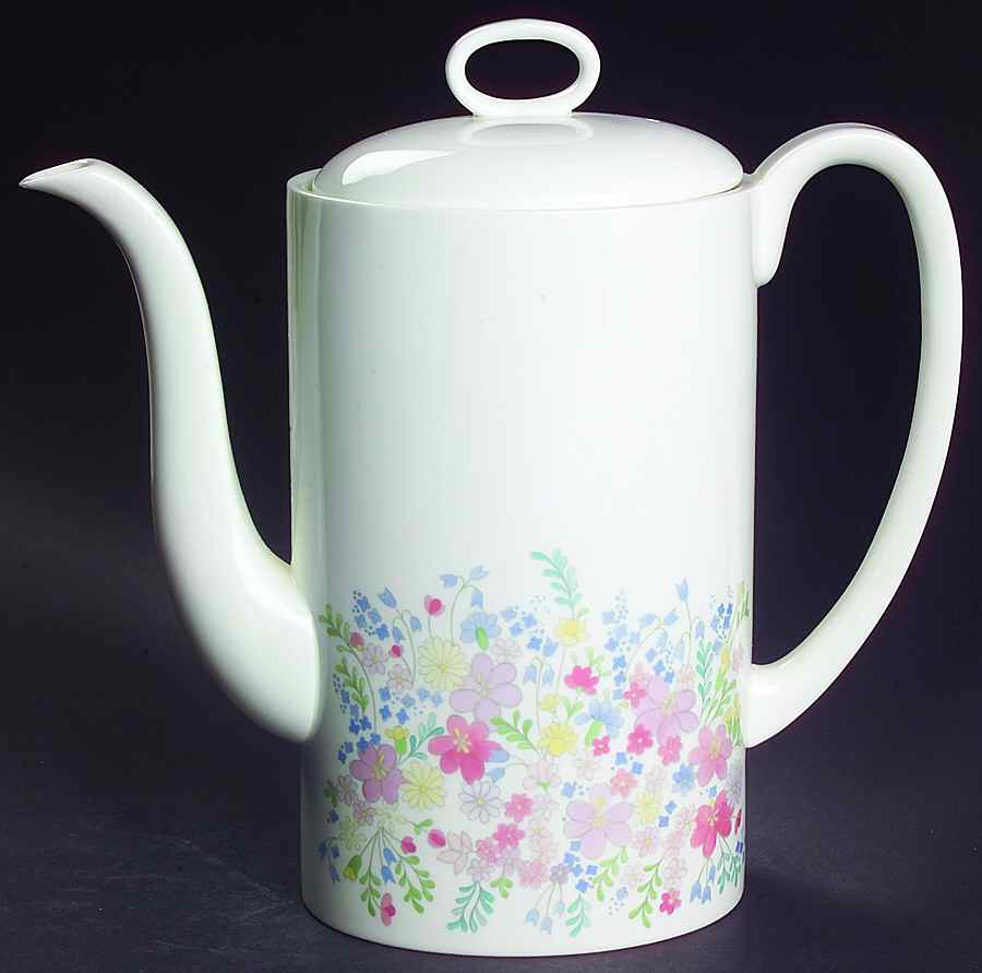 Forget Me Not (Bone China, No Trim) Coffee Pot & Lid by Wedgwood-1