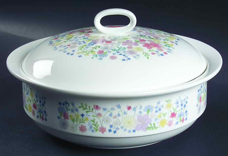 Forget Me Not (Bone China, No Trim) Round Covered Vegetable by Wedgwood-1