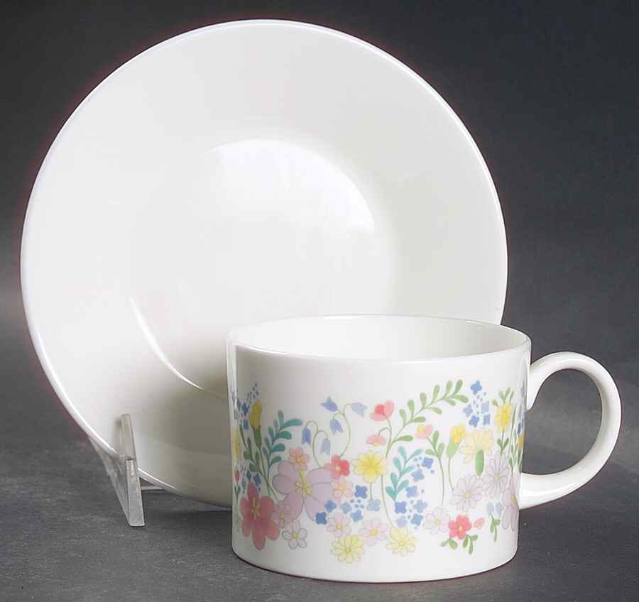 Forget Me Not (Bone China, No Trim) Flat Cup & Saucer Set by Wedgwood-1