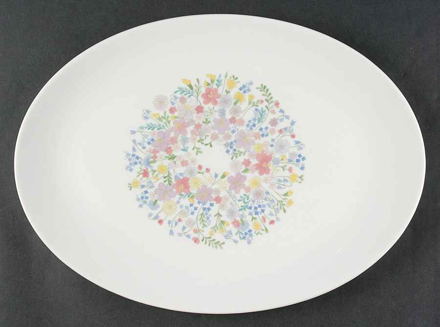 Forget Me Not (Bone China, No Trim) 14" Oval Serving Platter by Wedgwood-1