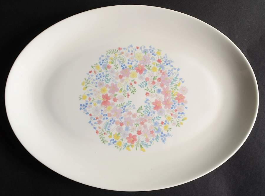 Forget Me Not (Bone China, No Trim) 15" Oval Serving Platter by Wedgwood-1
