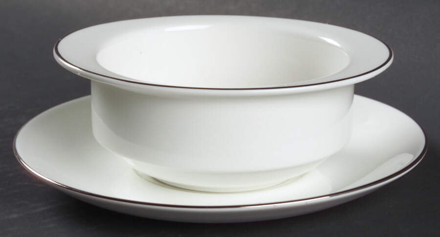 Formal Platinum Flat Cream Soup Bowl & Saucer Set by Wedgwood-1