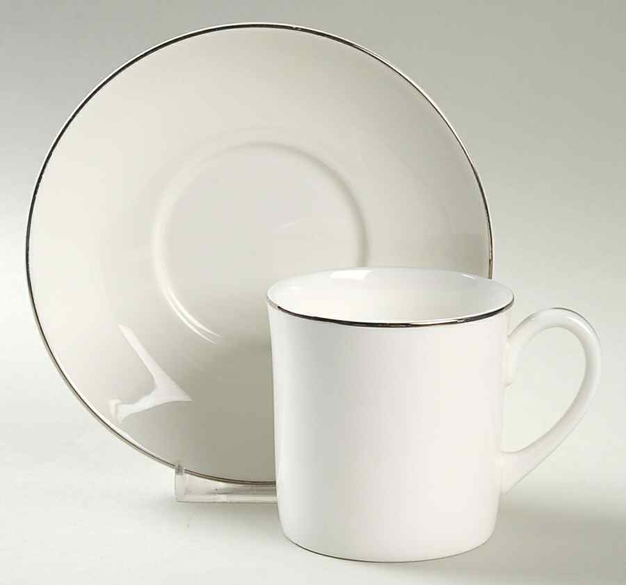 Formal Platinum Flat Cup & Saucer Set by Wedgwood-1