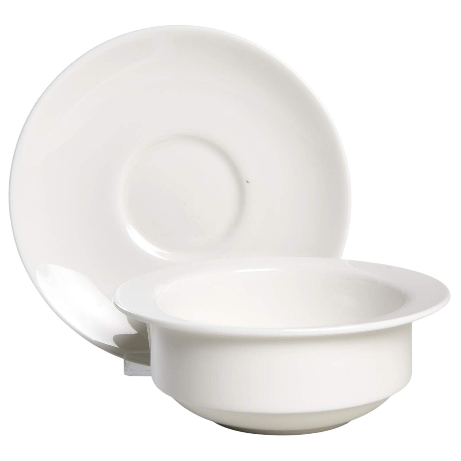 Formal White Flat Cream Soup Bowl & Saucer Set by Wedgwood-1