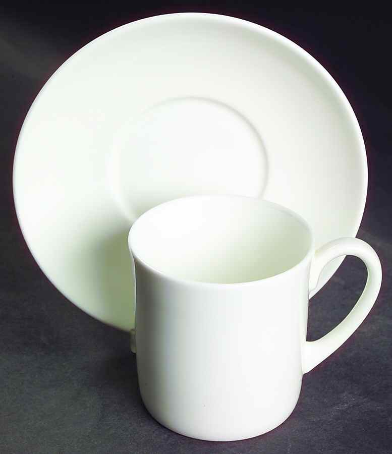 Formal White Flat Cup & Saucer Set by Wedgwood-1