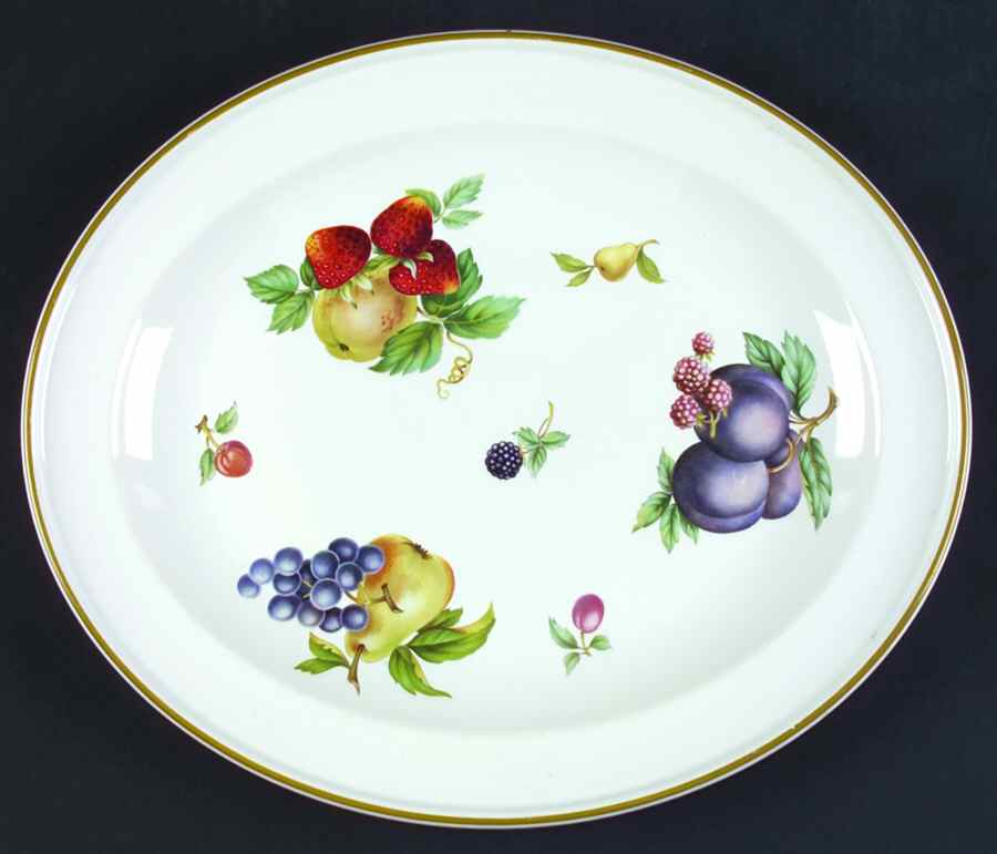 Fruit Sprays Croft (Rim Shape) 11" Oval Serving Platter by Wedgwood-1