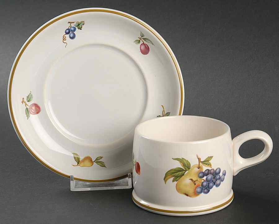 Fruit Sprays Croft (Rim Shape) Flat Cup & Saucer Set by Wedgwood-1