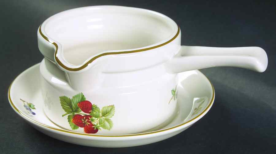 Fruit Sprays Sterling (Coupe Shape) Gravy Boat & Underplate by Wedgwood-1