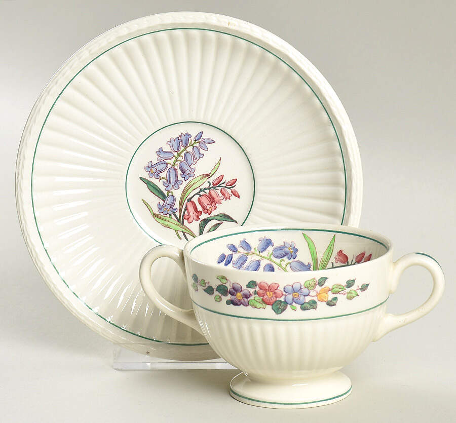 Garden Club Footed Bouillon Cup & Saucer by Wedgwood-1