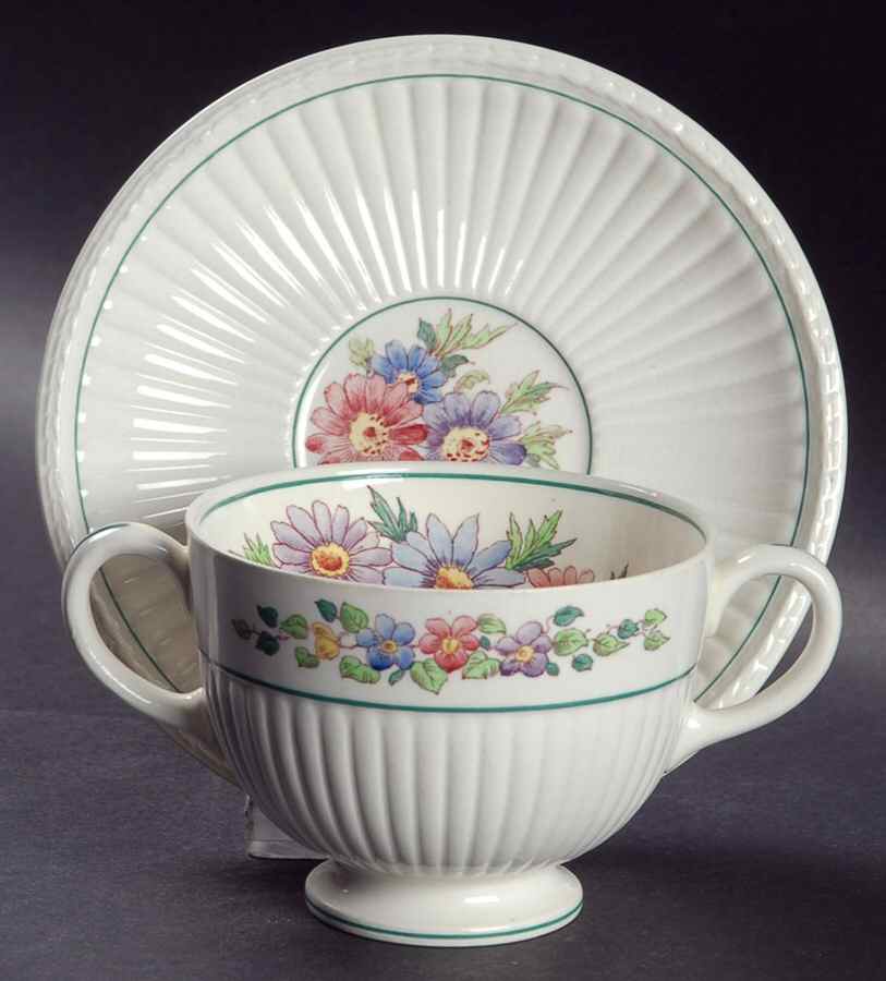 Garden Club Footed Bouillon Cup & Saucer by Wedgwood-1