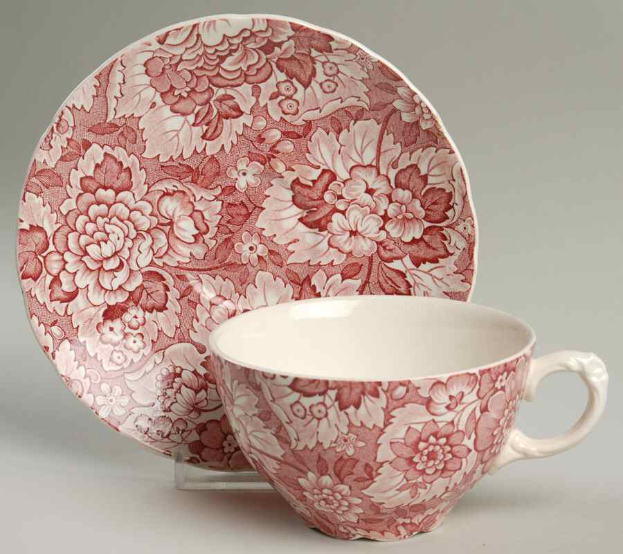 Gainsborough Red Flat Cup & Saucer Set by Wedgwood-1