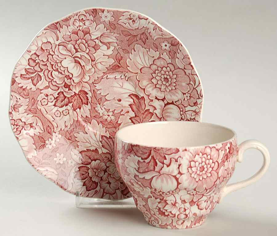 Gainsborough Red Flat Cup & Saucer Set by Wedgwood-1
