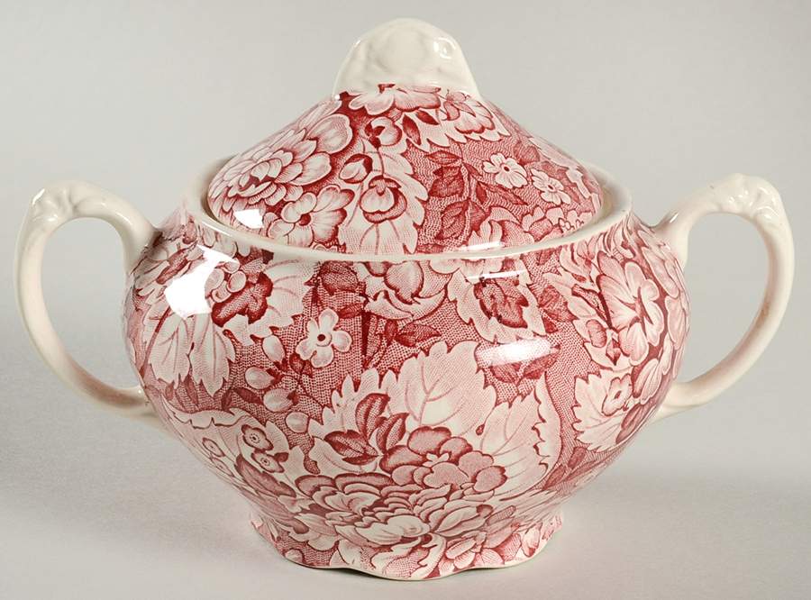 Gainsborough Red Sugar Bowl & Lid by Wedgwood-1