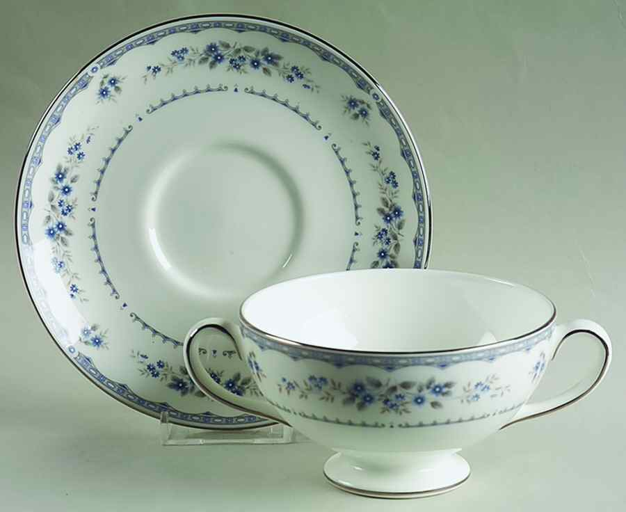 Gardenia Footed Cream Soup Bowl & Saucer Set by Wedgwood-1