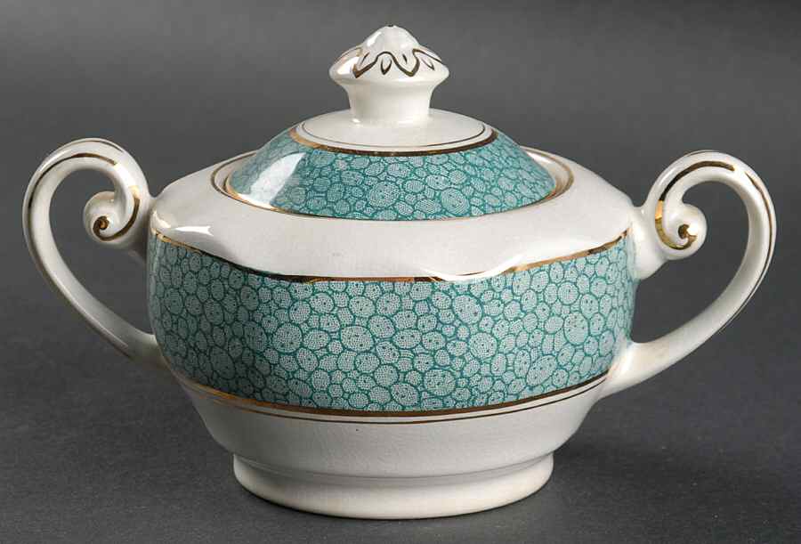 Garden (Aqua Border) Sugar Bowl & Lid by Wedgwood-1