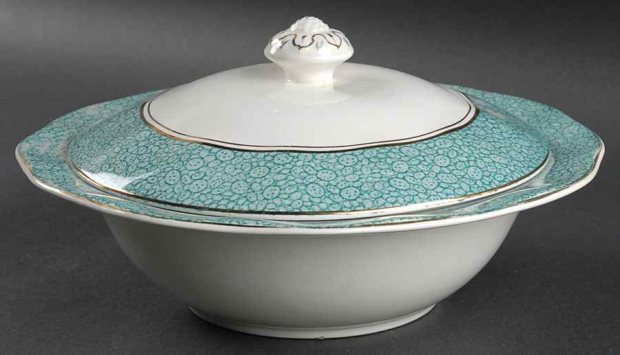 Garden (Aqua Border) Round Covered Vegetable by Wedgwood-1