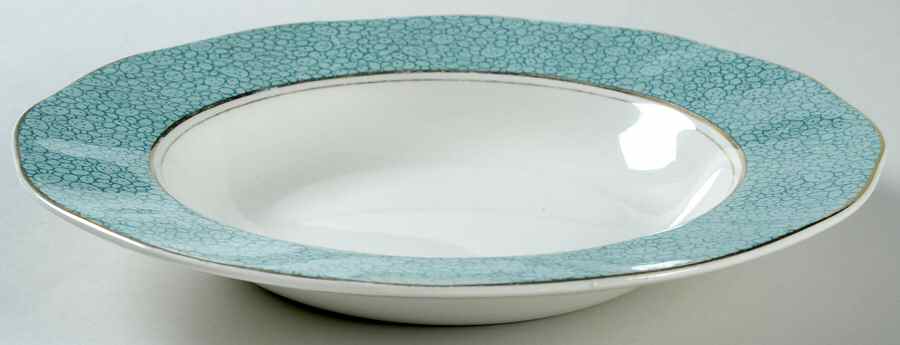 Garden (Aqua Border) Large Rim Soup Bowl by Wedgwood-1