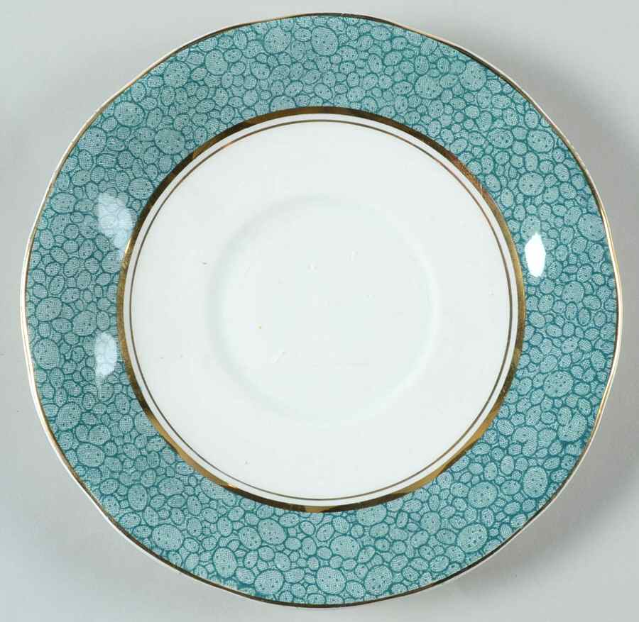 Garden (Aqua Border) Saucer for Cream Soup Bowl by Wedgwood-1