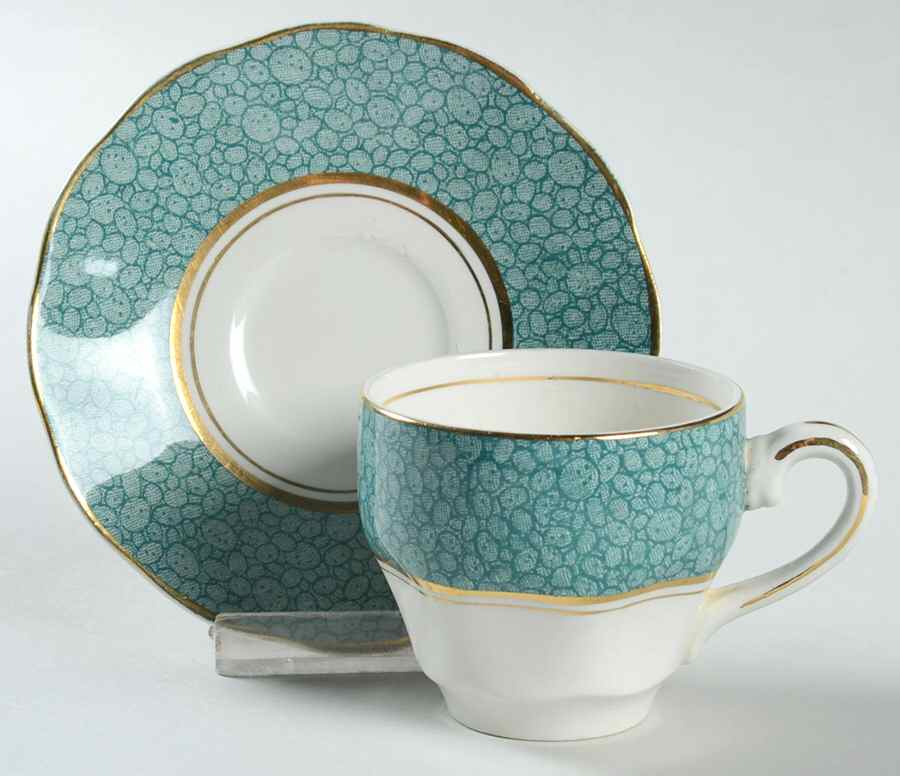 Garden (Aqua Border) Flat Demitasse Cup & Saucer Set by Wedgwood-1