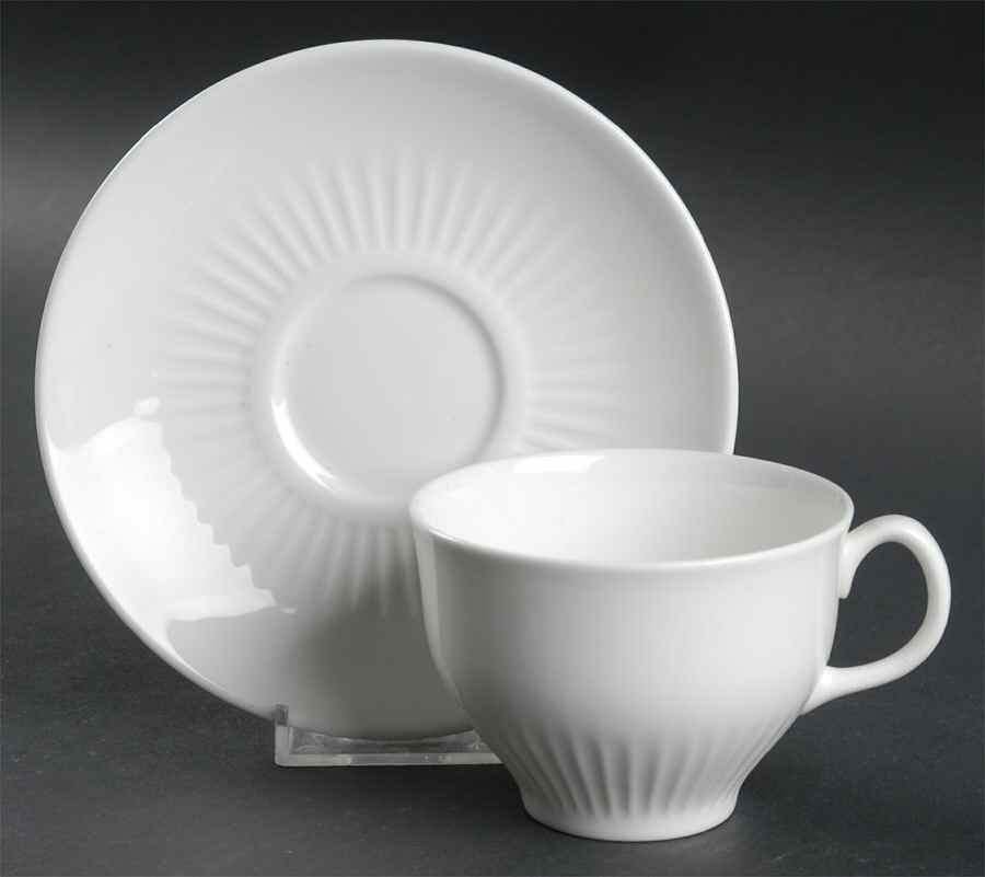 Galaxie White Flat Cup & Saucer Set by Wedgwood-1