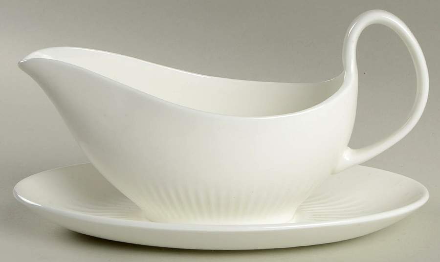 Galaxie White Gravy Boat with Attached Underplate by Wedgwood-1