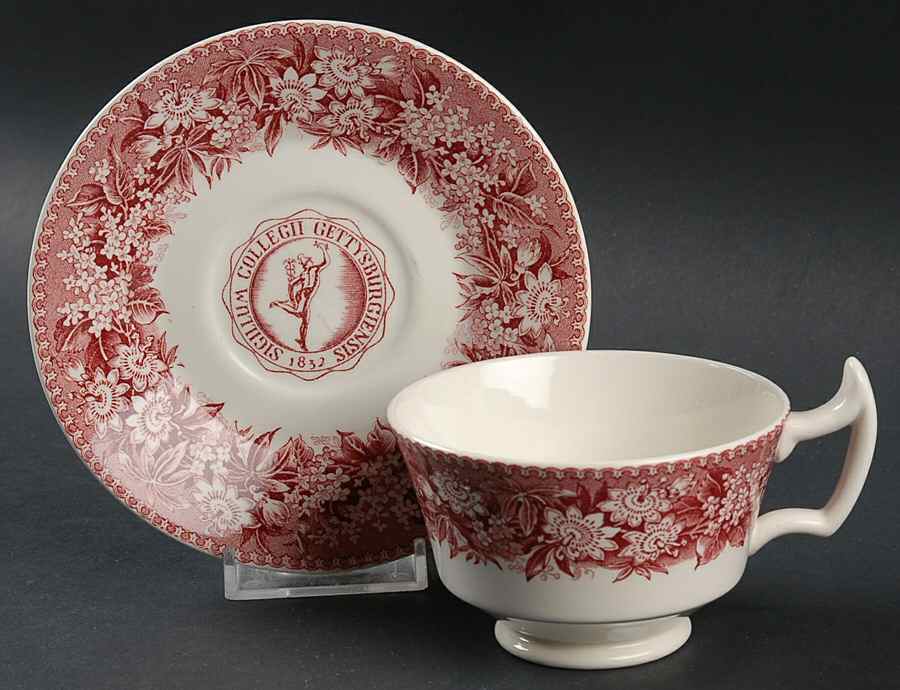 Gettysburg College Pink Footed Cup & Saucer Set by Wedgwood-1