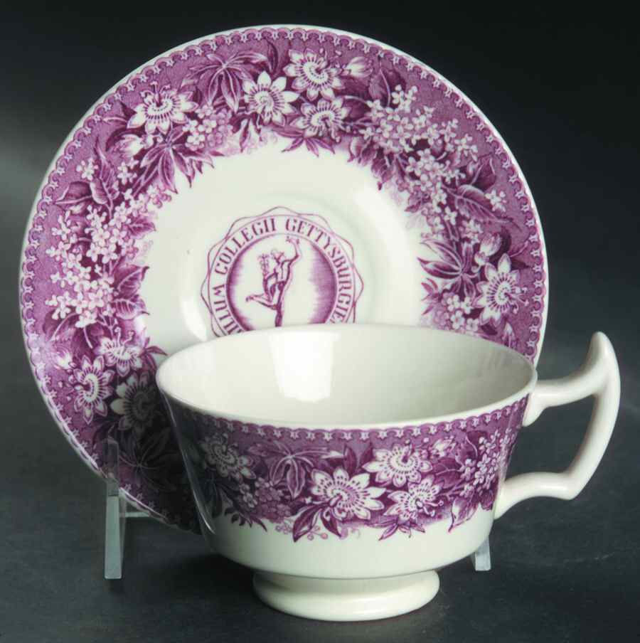 Gettysburg College Mulberry Footed Cup & Saucer Set by Wedgwood-1
