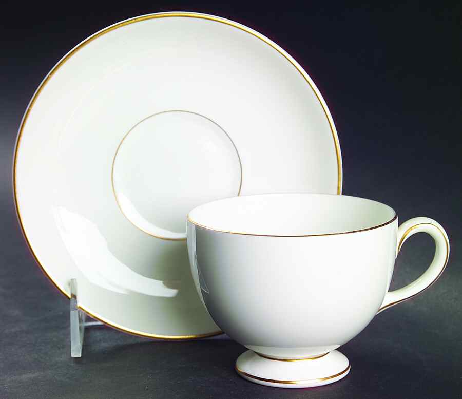 Gloucester (Rim) Leigh Shape Footed Cup & Saucer Set by Wedgwood-1