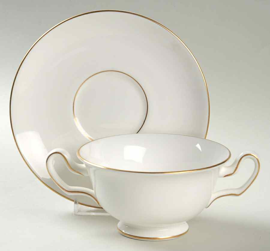 Gloucester (Rim) Footed Cream Soup Bowl & Saucer Set by Wedgwood-1
