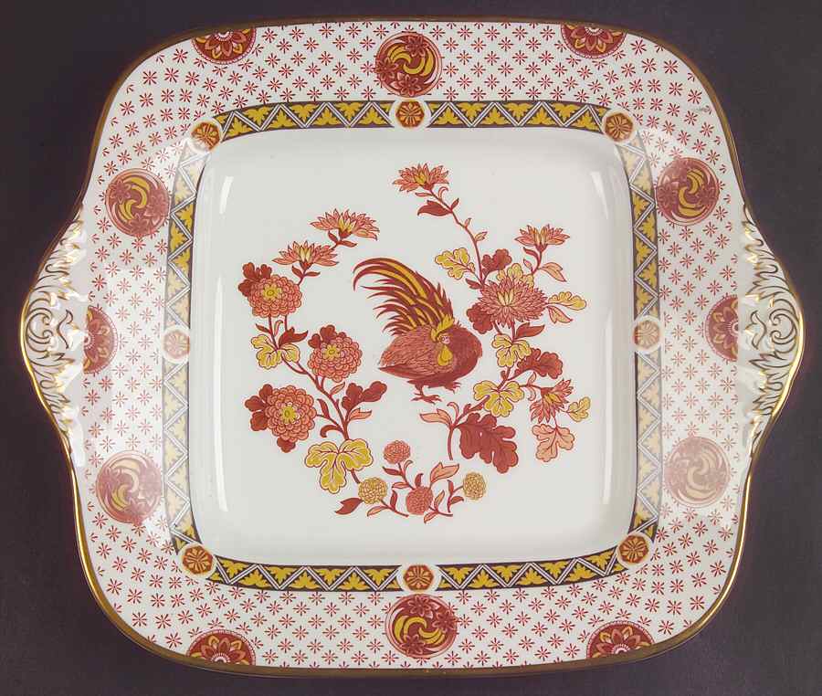 Golden Cockerel Square Handled Cake Plate by Wedgwood-1