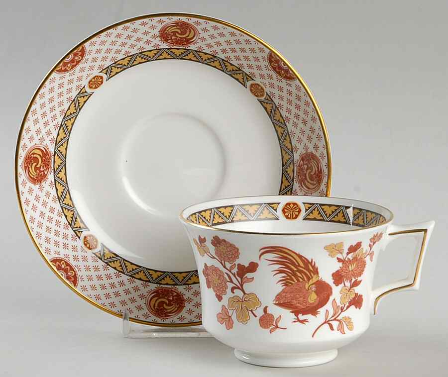 Golden Cockerel Footed Cup & Saucer Set by Wedgwood-1