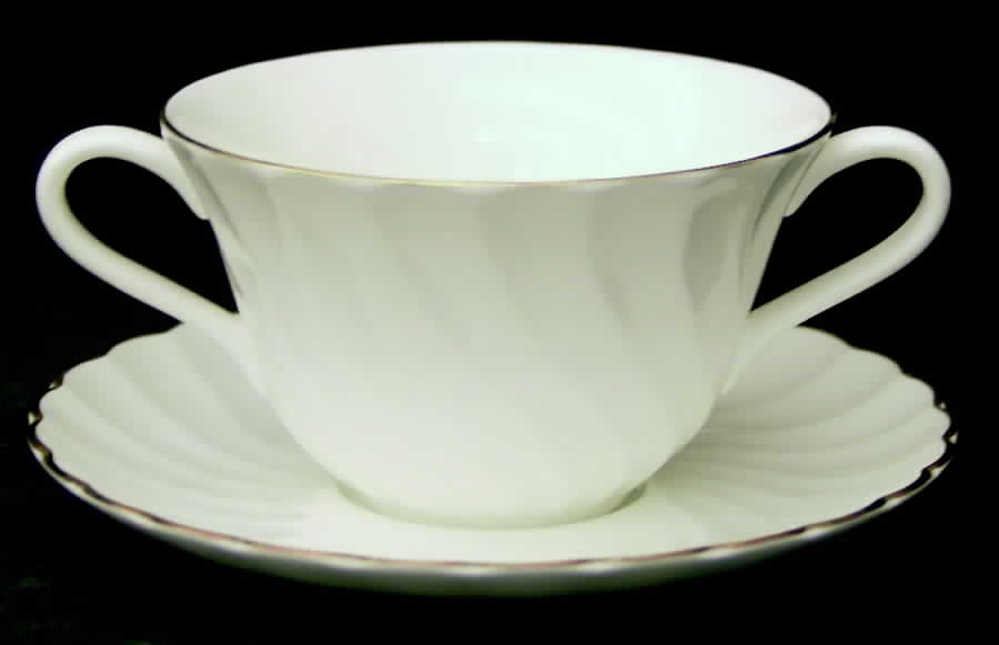 Gold Chelsea Flat Cream Soup Bowl & Saucer Set by Wedgwood-1
