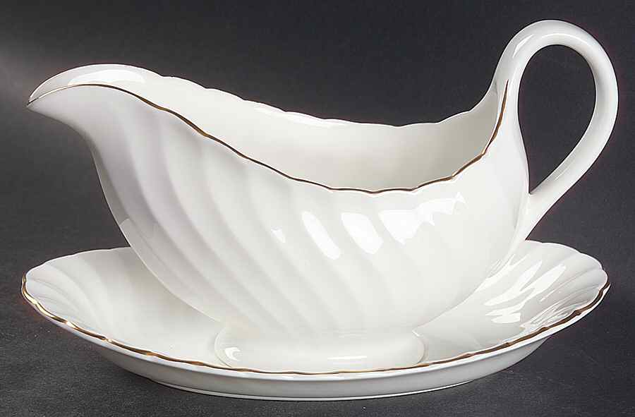 Gold Chelsea Gravy Boat & Underplate by Wedgwood-1