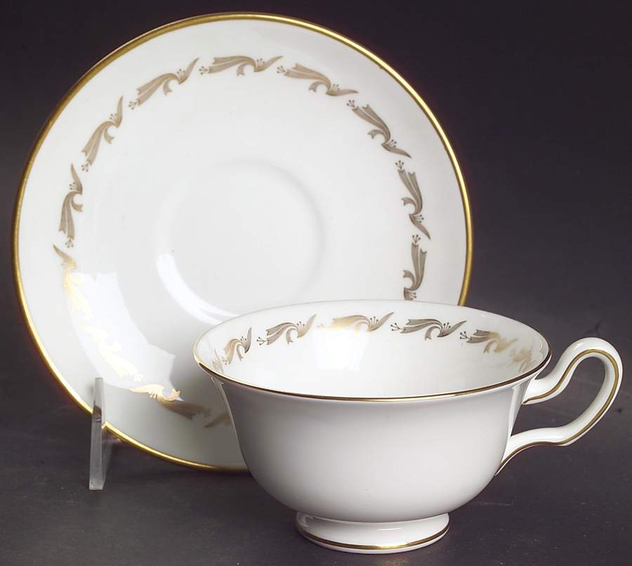 Golden Fleece Peony Shape Footed Cup & Saucer Set by Wedgwood-1