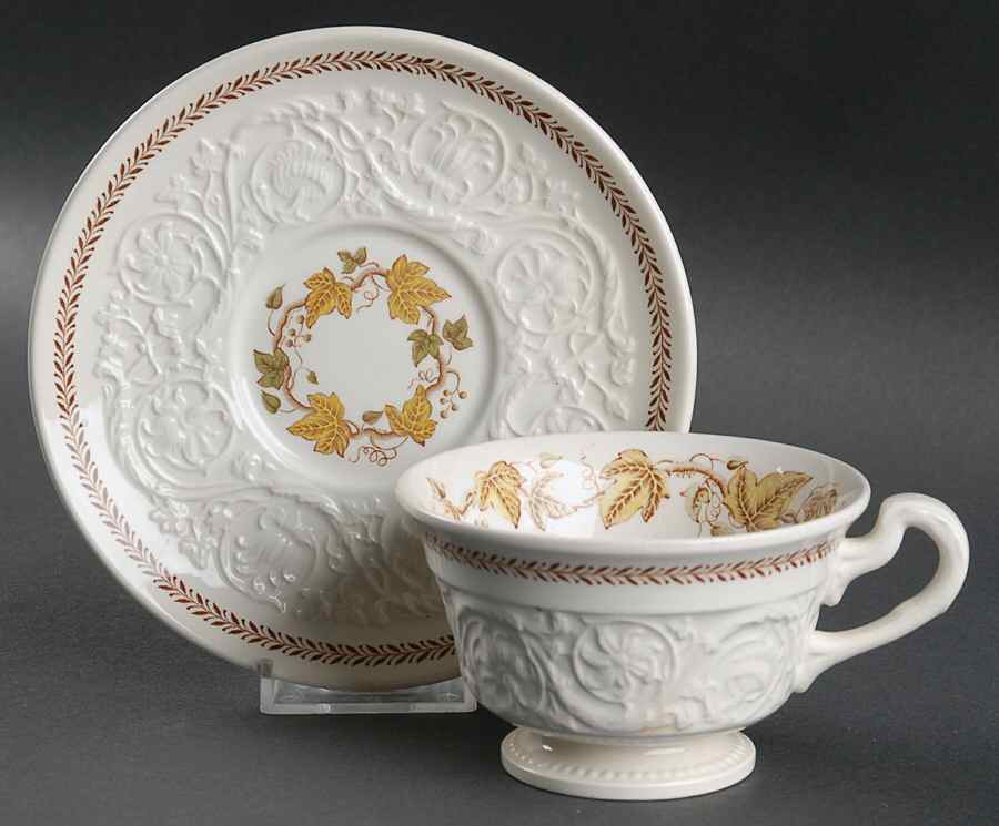Golden Ivy (Laurel Rim) Footed Cup & Saucer Set by Wedgwood-1