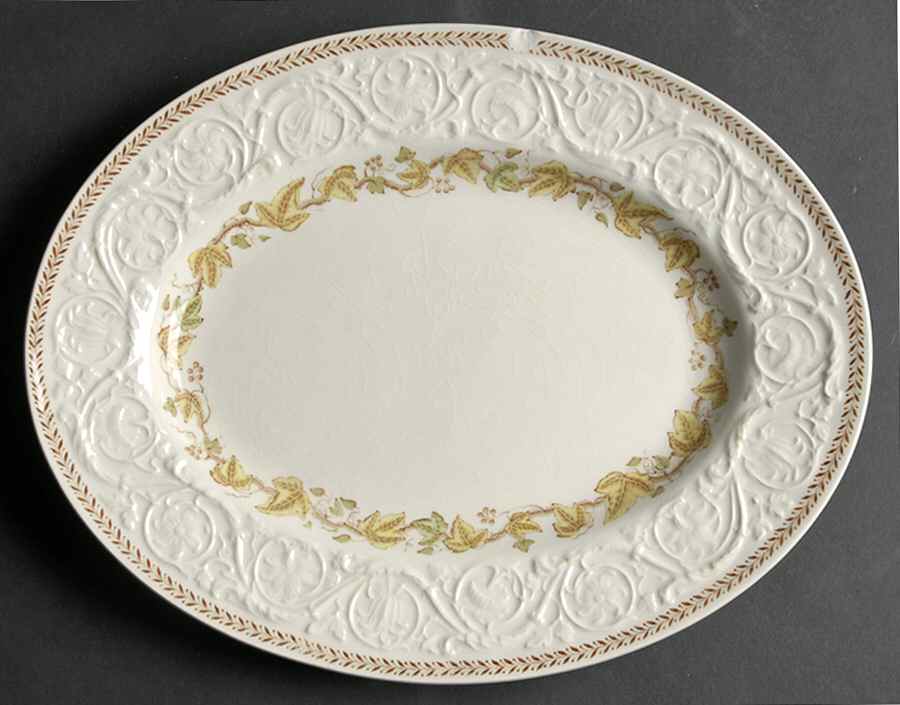 Golden Ivy (Laurel Rim) 12" Oval Serving Platter by Wedgwood-1