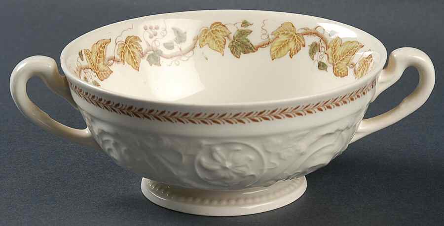 Golden Ivy (Laurel Rim) Footed Cream Soup Bowl by Wedgwood-1